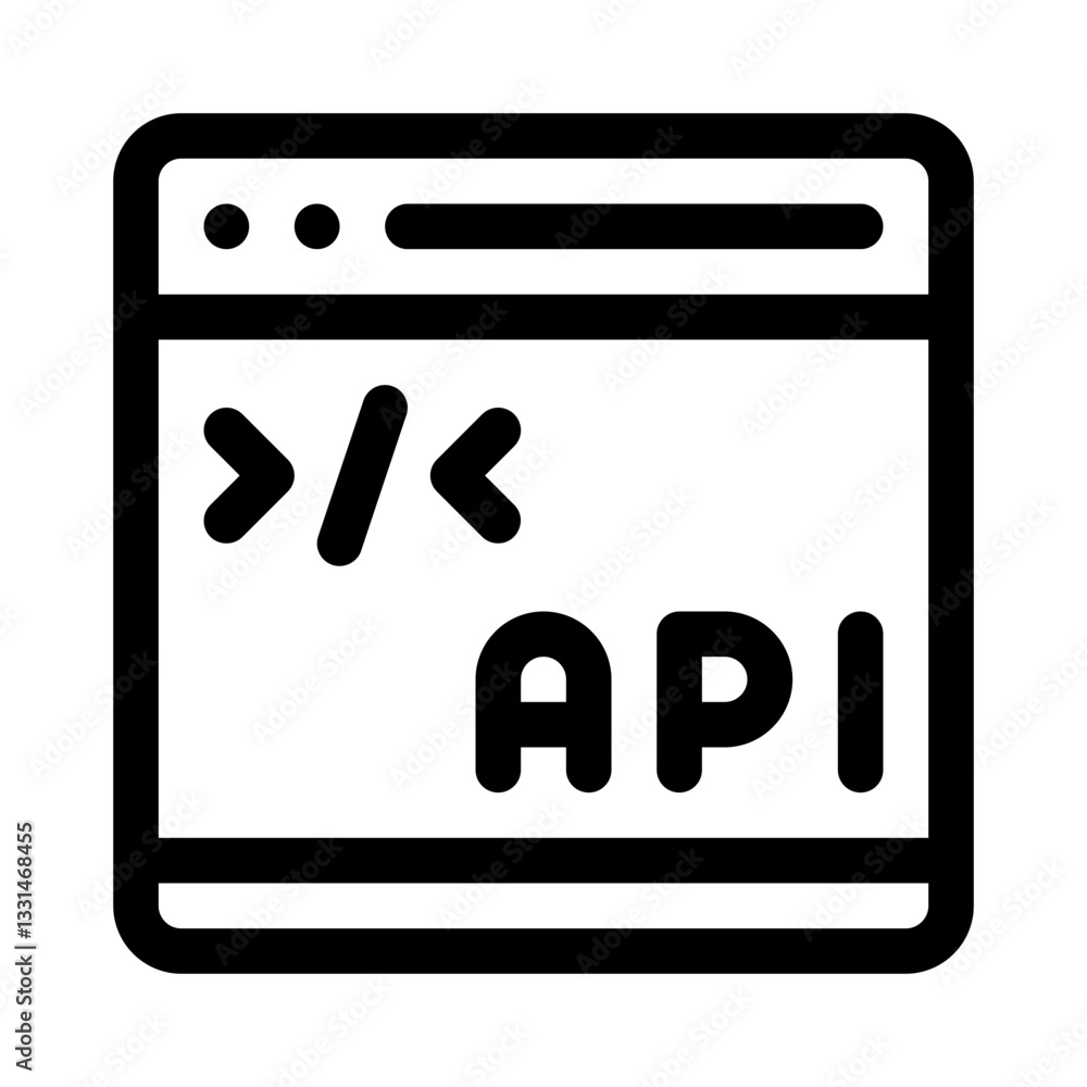 Code Window with API line icon Code Window with API line icon