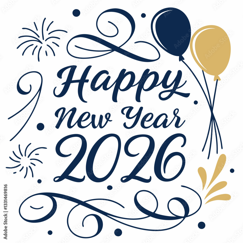 Obraz premium Blue and Gold 2026 New Year Celebration Graphic