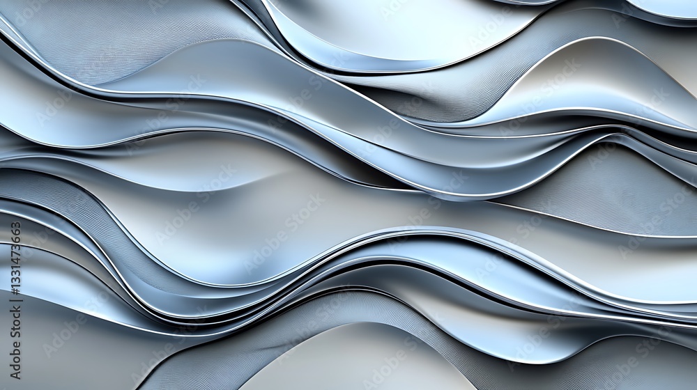 Obraz premium Abstract Silver Waves Flowing Design