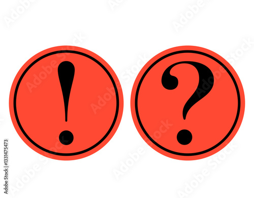 ビックリマークとはてなマーク　丸　赤