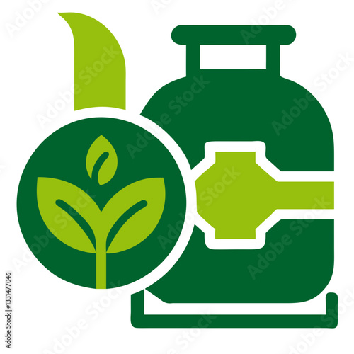 Eco-Friendly Gas Cylinder and Green Leaf Logo Design for Sustainable Energy Solutions