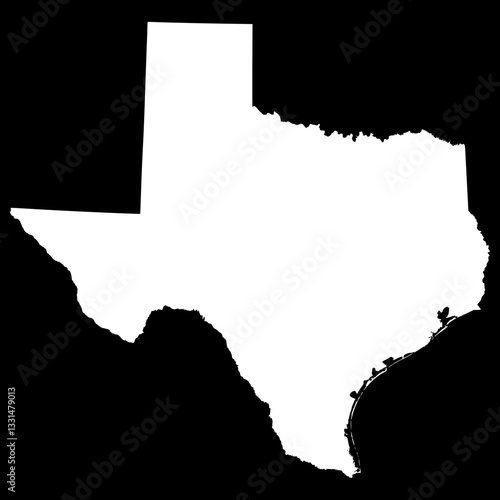 Negative space of Texas state silhouette, cutout transparent map