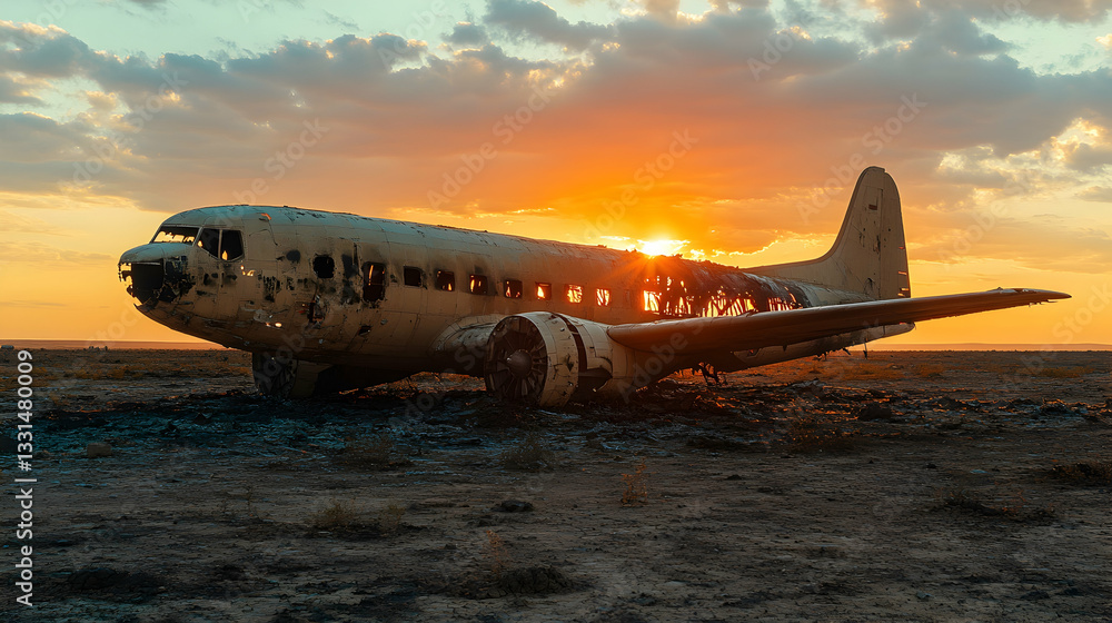 custom made wallpaper toronto digitalAbandoned plane at sunset