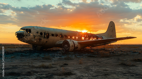Wallpaper Mural Abandoned plane at sunset Torontodigital.ca