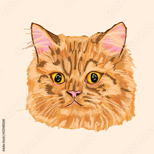 Fluffy Tabby Cat Portrait