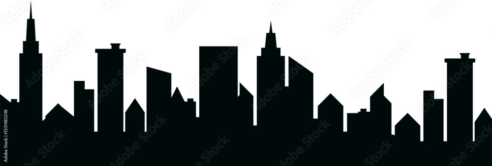 Obraz premium Black City Building Silhouette Background