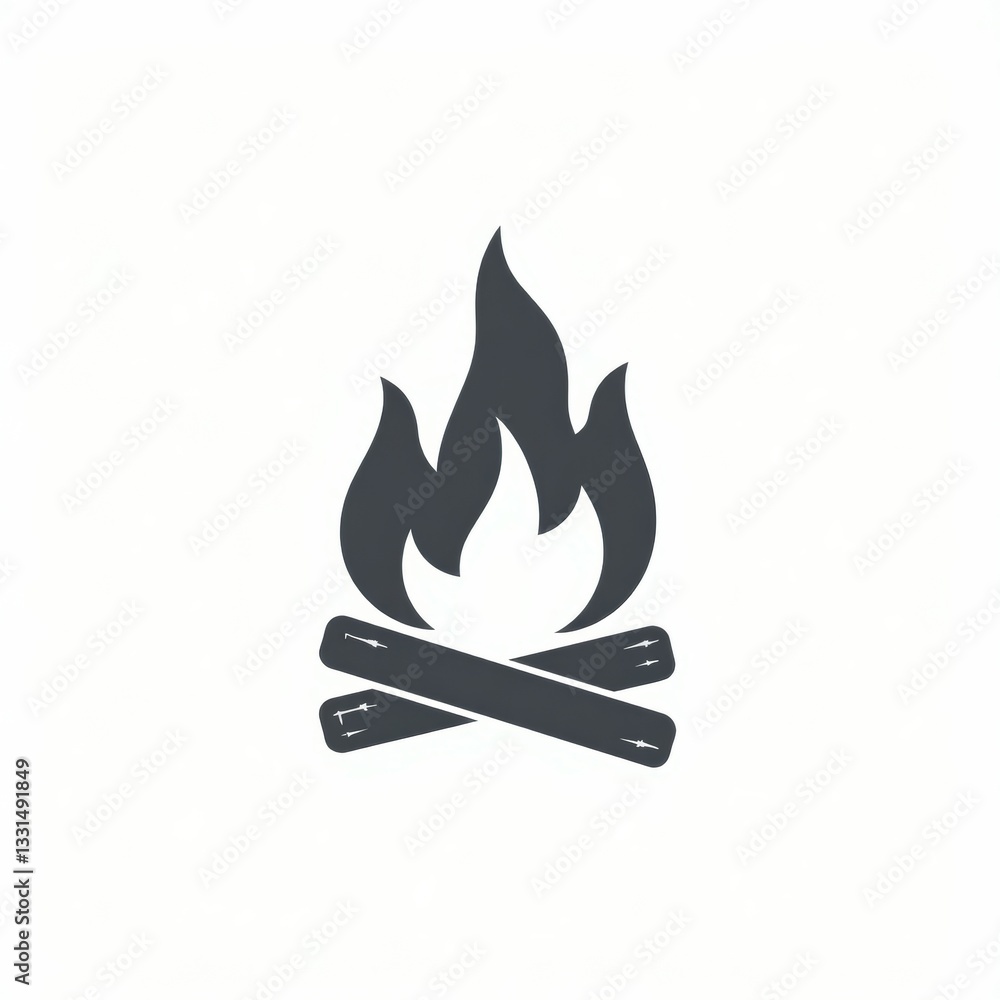 Minimalist monochrome campfire illustration Minimalist monochrome campfire illustration
