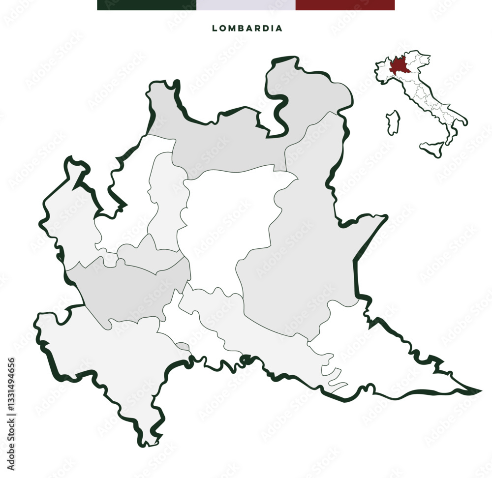 Obraz premium Regione Lombardia in Italia - Mappa vettoriale