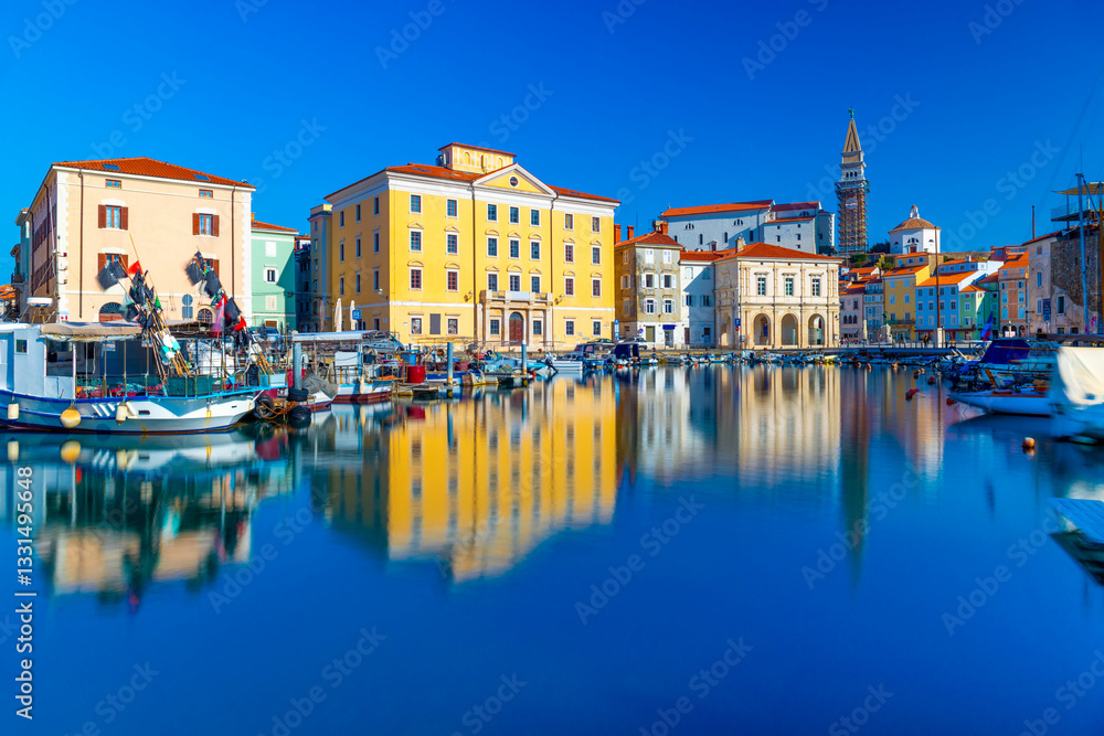 Fototapeta premium Cityscape of Piran, an ancient Slovenian town