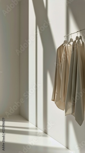 Neutrals on Display With Cozy Sweaters Hanging in a Minimalist Setting