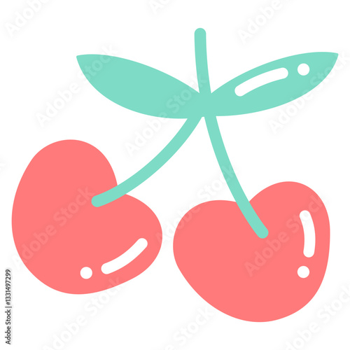 Cute Cherry Icon Vector Illustration