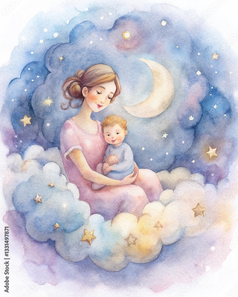 Fototapeta premium Mothers Day Festival Mother and Her Baby Closing Moment Love Warmth Happiness Bonding Parenthood Care Protection Togetherness Family Joy Cherish Devotion Affection Celebration Tender Embrace