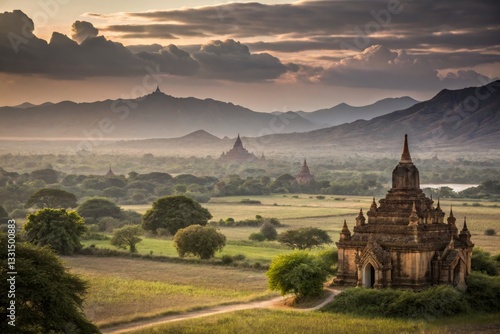 Wallpaper Mural Ancient Pagodas Landscape at Sunset Torontodigital.ca