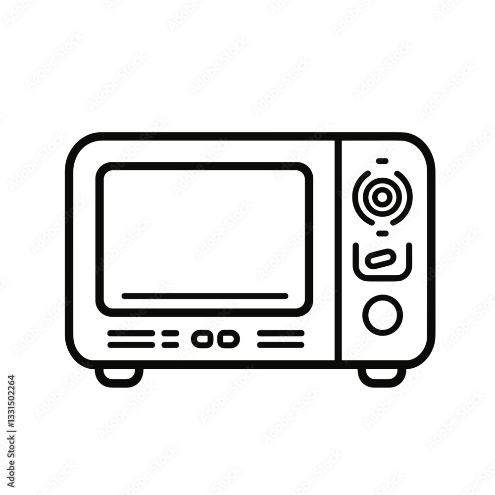 Microwave icon. Hand-drawn microwave oven illustration in black and whit Microwave icon. Hand-drawn microwave oven illustration in black and whit