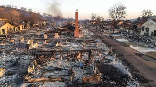 Burnt-out suburban street