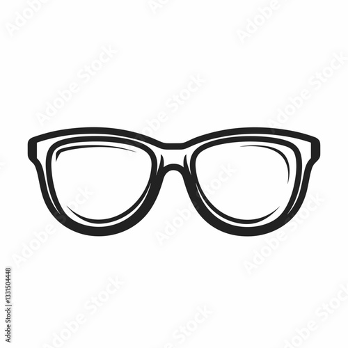  Stylish black eyeglasses in minimalist line art. Black eyeglasses outline in minimalist vector style