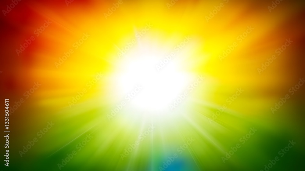 Obraz premium Bright sunburst, colorful rays, energy