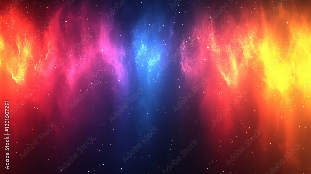 Naklejka premium Cosmic canvas with vibrant nebulas and shimmering stardust display, stunning