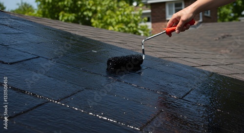 Roof Repair: Applying Black Waterproofing Sealant