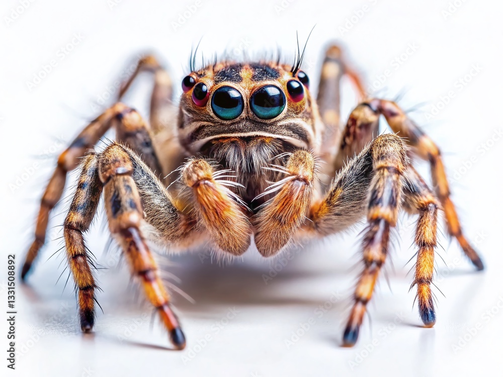 Isolated Spider on White Background - Macro Photography Stock Photo Isolated Spider on White Background - Macro Photography Stock Photo