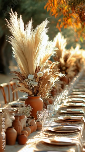 Beautiful Dried Flower Arrangements on Wooden Table in Bright Indoor Setting ...
