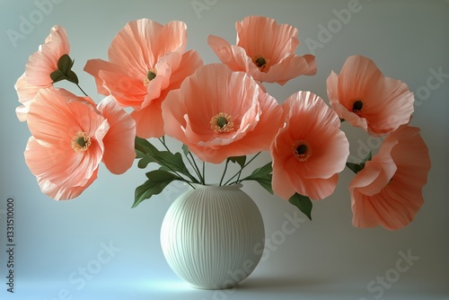 Beautiful Pink Flowers in a White Vase on a Soft Background During Daylight