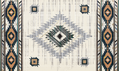 Navajo tribal vector seamless pattern. Native American ornament. Ethnic South Western decor style. Boho geometric ornament. Vector seamless pattern. Mexican blanket, rug. Woven carpet illustration