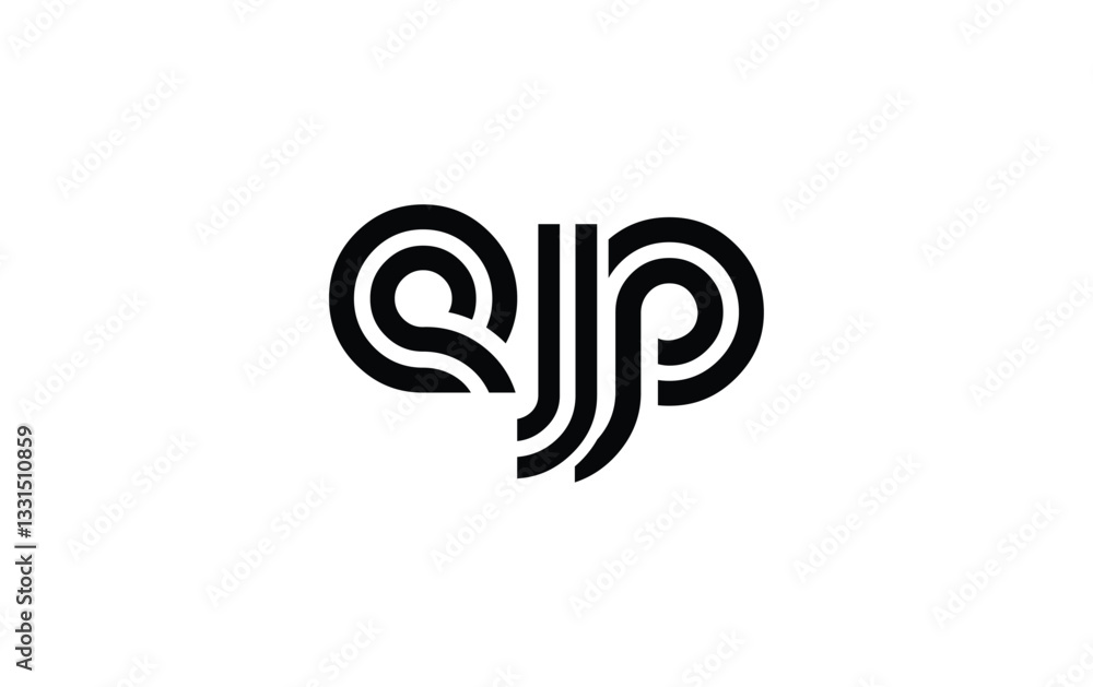 Obraz premium EJP Creative Unique Modern Letter Logo Design. Stylized logo featuring a unique letter design, presenting abstract minimalist aesthetics and modern appeal.