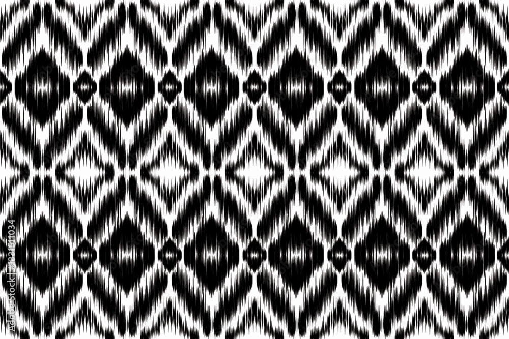 ikat Abstract Ethnic art. Seamless pattern in tribal, folk embroidery, and Mexican style. Aztec geometric art ornament print.Design for carpet, cover.wallpaper, wrapping, fabric, clothing ikat Abstract Ethnic art. Seamless pattern in tribal, folk embroidery, and Mexican style. Aztec geometric art ornament print.Design for carpet, cover.wallpaper, wrapping, fabric, clothing