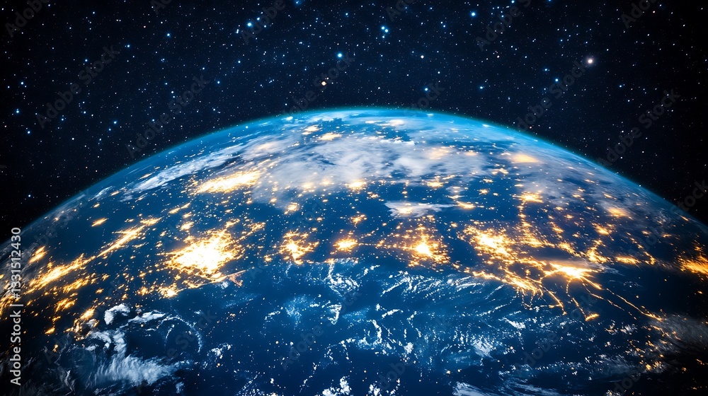 Obraz premium A view of planet Earth from a starry outer space perspective