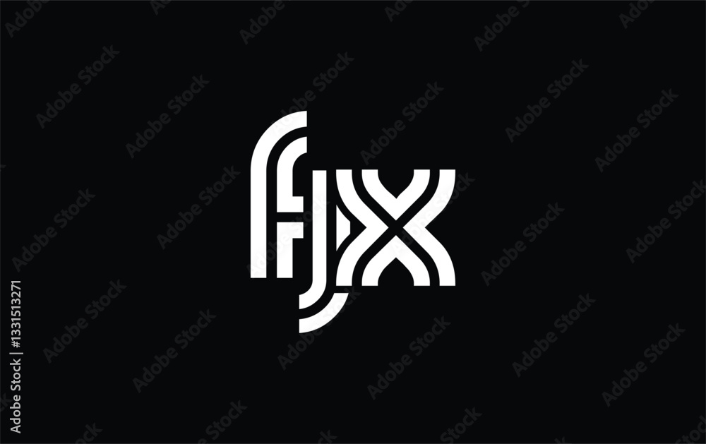 Obraz premium FJX Creative Unique Modern Letter Logo Design. Stylized logo featuring a unique letter design, presenting abstract minimalist aesthetics and modern appeal.