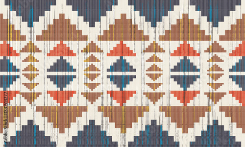 Pendleton spider rock. Navajo tribal vector seamless pattern. Native American ornament. Ethnic South Western decor style. Boho geometric ornament. Vector seamless pattern. Mexican blanket, rug. Woven 