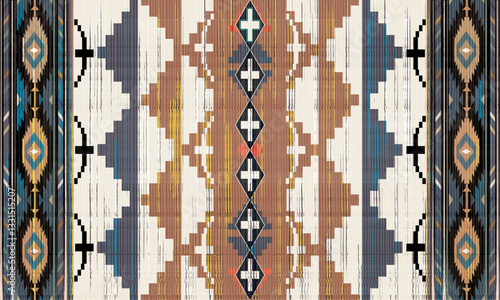 Pendleton spider rock. Navajo tribal vector seamless pattern. Native American ornament. Ethnic South Western decor style. Boho geometric ornament. Vector seamless pattern. Mexican blanket, rug. Woven 