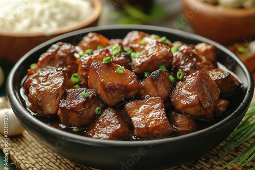 Delicious Filipino Pork Adobo, Glazed Pork in Savory Sauce

