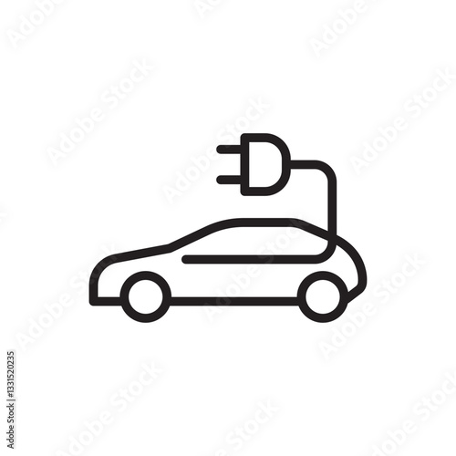 Electric Car Line Icon