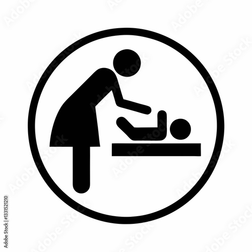 Minimalist Mother and Baby Care Symbol vector illustration.