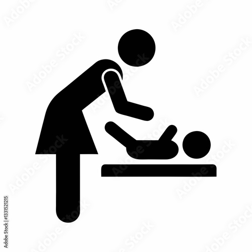Minimalist Mother and Baby Care Symbol vector illustration.