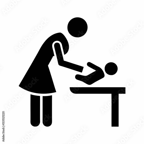Minimalist Mother and Baby Care Symbol vector illustration.