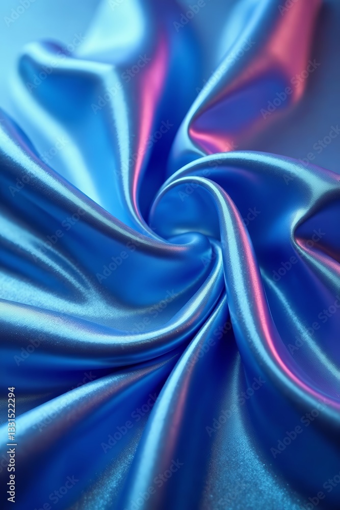 Obraz premium Iridescent smooth silk in elegant blue swirls, luxury, background