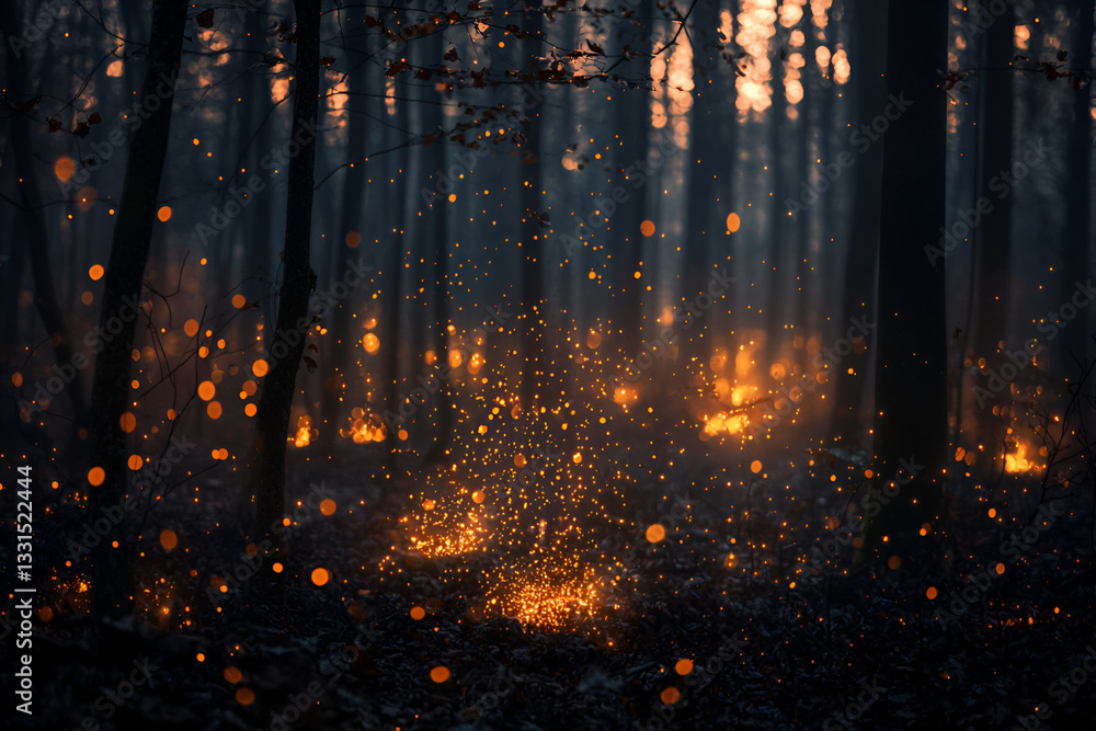 Fire in the forest at night Fire in the forest at night