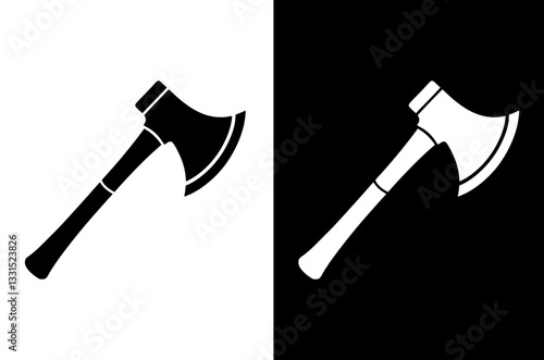 Chopping Axe Silhouette High-Quality Black and White Vector.
