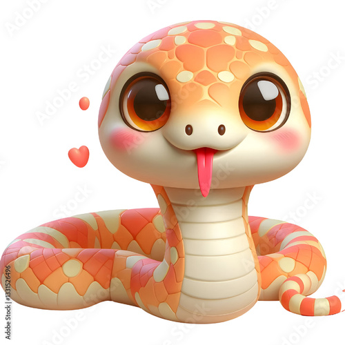 Cute 3D snake isolated on white background