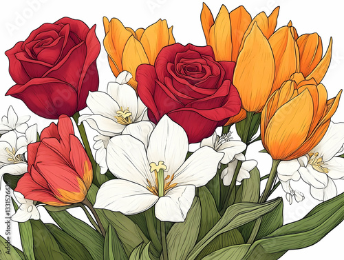 Colorful flower bouquet illustration (3)