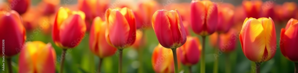 Close up of colorful tulip buds in full bloom symbolizing the arrival of spring, outdoors, lovely Close up of colorful tulip buds in full bloom symbolizing the arrival of spring, outdoors, lovely