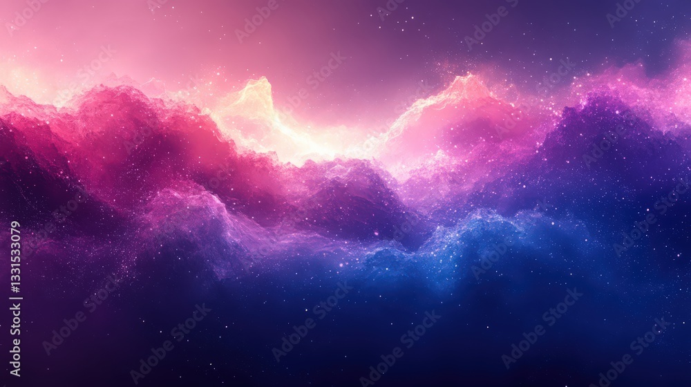 Fototapeta premium Nebulaesque Cosmic Cloudscape with Vibrant Pink and Blue Hues and Celestial Dust