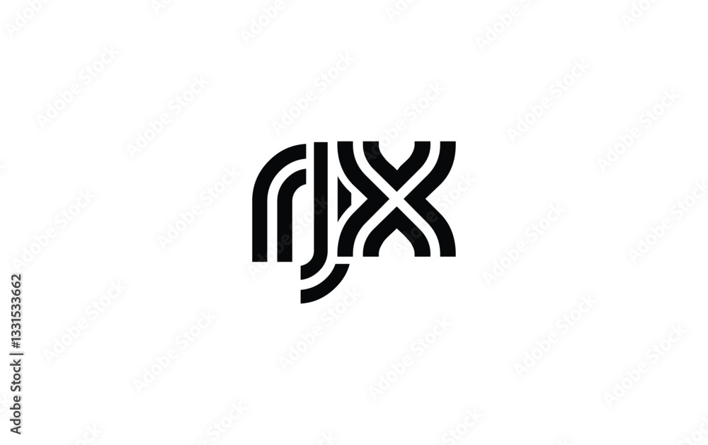 Obraz premium RJX Creative Unique Modern Letter Logo Design. Stylized logo featuring a unique letter design, presenting abstract minimalist aesthetics and modern appeal.