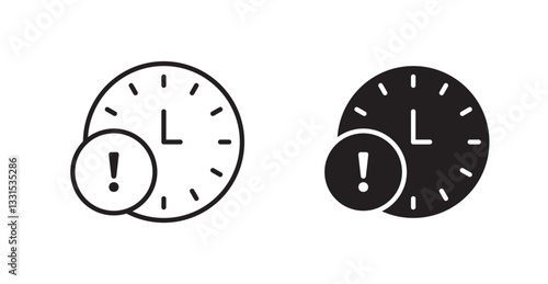 Alarm exclamation vector icon set in black color.