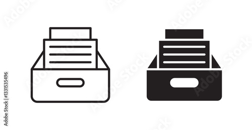 Archive vector icon set in black color.