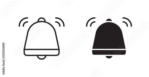 Bell ring vector icon set in black color.