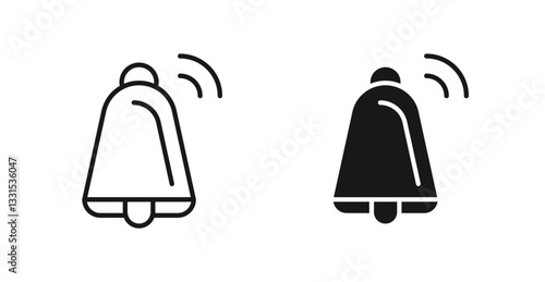 Bell ring vector icon set in black color.